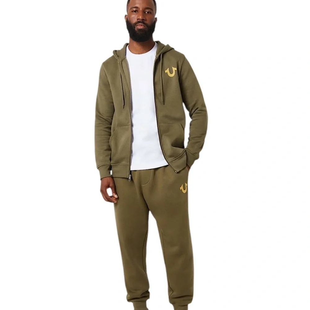 True Religion Logo Branded Joggers.  OD Green.